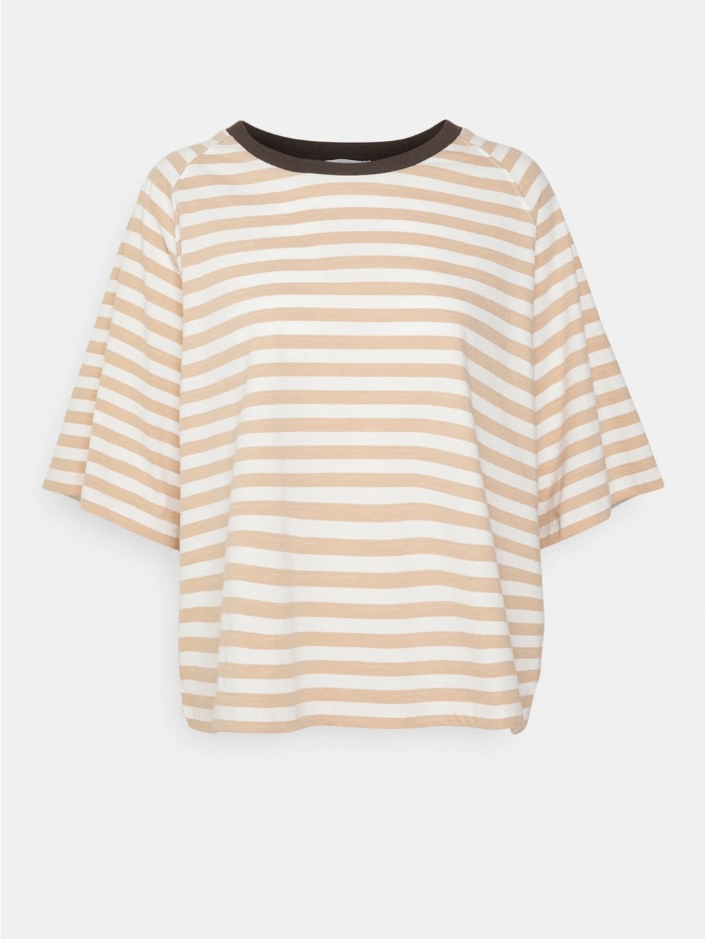 Closed Organic Cotton Striped Tee Apricot White Relaxed Fit M